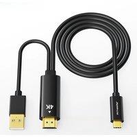 HDMI-Compatible to USB C Cable One Way 4K60Hz HDMI to Type C Converter for Xreal Nreal Air Steam Deck Dock PS5 Portable Monitor