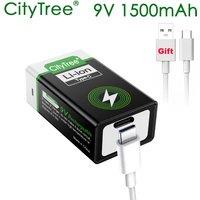 USB 9V Rechargeable Battery 1500mAh 6F22 Bateria 9v Recarregave Type-C Lithium 9v Battery for RC Helicopter Model Microphone Toy