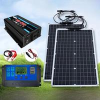 2000W Solar Energy System 110V/220V 4000W Solar Panel Inverter Glass 12V Battery Charging Controller For Home/Outdoor Use