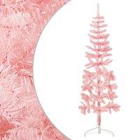 Half thin artificial Christmas tree with cm Pink support