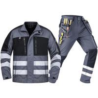 Reflective Strip Work Clothes Suit Wear-resistant Auto Repair Machine Repair Dirt-resistant Ash Outdoor Safety Work Protection C