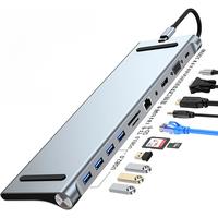 11/12-in-1 Type C Dock USB C Hub 3.0 Splitter Multiport Adapter 4K RJ45 SD/TF VGA HDMI-compatible