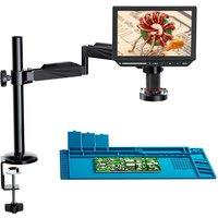 Elikliv EM4K Flex 4K HDMI Digital Microscope for Electronics 10.1" 2000X Soldering Microscope with Boom Arm Holder Pcb Soldering