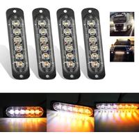 1X 6LED Strobe Light Flashing Grille Waterproof Car Emergency Light Warn Police Lights White Amber Yellow for car TRUCK 12V 24V