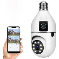 New E27 Wifi Dual Lens Camera 1080P 5MP 4K PTZ Surveillance Camera CCTV Outdoor IP Cam Security Smart Home AI Tracking