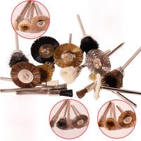 Mini Steel Wire Wheel Brush 3mm Brass Nylon Bristle Cup Polishing Cleaning Brushes For Dremel Rotary Tools Accessories