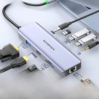 Mindpure USB C HUB 4K60Hz Type C to HDMI2.0 RJ45 USB PD100W 8 in 1 Adapter Docking station For MacBook Air Pro Notebook Computer