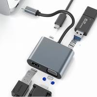 4K@30HZ Type C plug to HDMI-compatible USB C 3.0 VGA PD100w Adapter Dock Hub cable for Laptops/Tablets/Mobile Phones Projector