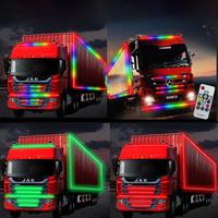 Led Truck Light Strips Light Bar RGB Colorful Atmosphere Decorative light 1/1.5/2M with Remote Warning Light Streamer Lamp 24V