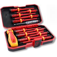 Electrician Repair Tools Kit 13pcs 1000V Changeable Insulated Screwdrivers Set with Magnetic Slotted Phillips Pozidriv Torx Bits