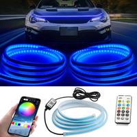 120/150/180CM LED Light Strip RGB Remote Flexible Daytime Running Lights App Headlight Decorative Atmosphere Lamps Hood Lights