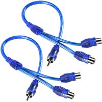 2x RCA Phono Y Splitter Lead Adapter Cable 1 Male To 2 Female Car Connector 30cm