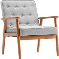 Single Seat A Backrest Pull Point Solid Wood Armrest Fabric Retro Style Indoor Leisure Chair Grey