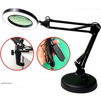 Magnifier Lamp Foldable Portable 3-Colour Switching Eye-Care Desk Lamp Ten Adjustable Gears for Makeup Nail Lash Work Repair