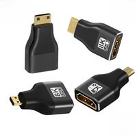 HDMI-Compatible Adapter Mini/Micro HDMI To HDMI Adapter 8K 60Hz 4K 120Hz/144Hz Male To Female Converter For HDTV Laptop PS5
