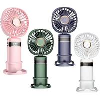 usb handheld small fan multifunction mute digital display rechargeable mini desktop folding electric fan