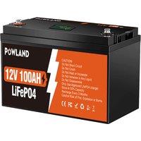 POWLAND 12V 24V LifePO4 Battery 300AH 200AH 100AH BMS Rechargeable lithium Pack Grade A Cell RV Golf Cart Boat Solar Tax Free