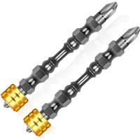 2 Piece 65mm Nunchuck Magnet Screwdriver with Metal Magnet Ring Electric Drill Tungsten Steel Phillips Bit Screwdriver