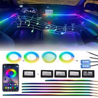 14/18/22 in 1 Symphony Ambient Lighting RGB 213 64 Color Bluetooth Decoration Acrylic Strip Car Atmosphere Lights LED Strip Lamp