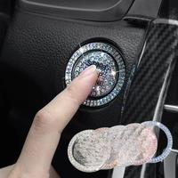 2Pcs/set Car Start Switch Button Auto Decorative Diamond Stickers Rhinestone Ring Circle Trims Protective Cover Accessories