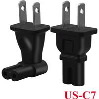 Black 2.5A/10A Straight Elbow USA Canada Japan Mexico 1-15P to C7 plug socket converter Audio TV display charger adapter plug