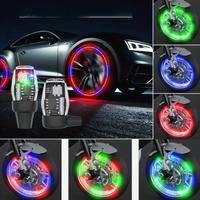2/4PCS Auto Shining Bike Moto Wheel Tire Tyre Light LED Valve Styling Cap Lamp Hub With Air Light