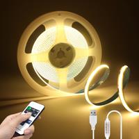 DC5V COB LED Strip with Dimmable Remote Control 2/3/5M White/Warm White COB Strip Light For Indoor
