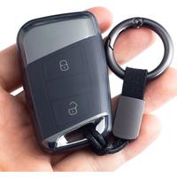 Black Transparent Smart Car Key Fob Case Cover Holder Keychain For Volkswagen VW Passat (B8) Arteon Atlas Cross Sport Jetta