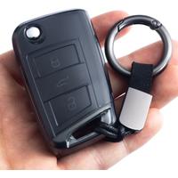 Black Transparent Flip Key Fob Case Cover Keychain Ring For Skoda Kodiaq Superb Octavia Karoq VW Tiguan Golf Polo SEAT Ateca