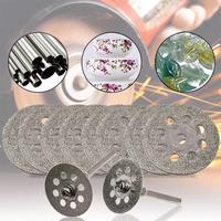 10PCS/20PCS 22mm 8-Hole Blades and 2 Rods Diamond Disc Rotary Cutting Discs Electric Grinding Small