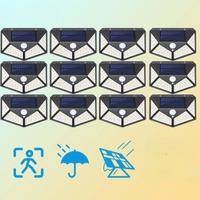 12 Pack Solar Lights Outdoor 100LED Wall Lamp Motion Sensor Security Lights 270 Lighting Angle
