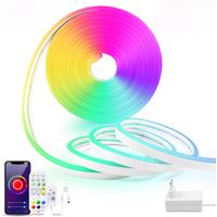 EU Plug DC12V-24V RGB Neon LED Strip 1/2/3/4/5/10/15M WiFi Neon RGB Strip Work With Tuya/Smart Life for Home Neon Decor Lighting