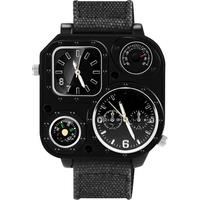 SHIWEIBAO Men Dual Time Zone Quartz Wrist Watch with Compass