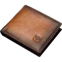 BULLCAPTAIN RFID Men's Leather Anti-Theft Brush Wallet Double Ultra-Thin Short Wallet Multi-Card