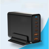 UHOMEBUY 200W GaN Power Adapter 6-Ports USB C Desktop Charger USB Type C PD Charger Fast Charging
