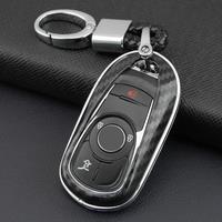 Carbon Fiber Car Key Case Fob Chain Ring Cover Shell Accessories For Buick Enclave Encore Envision Lacrosse Regal Sportback