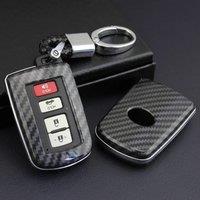 Carbon Fiber Car Key Fob Cover Case Chain Holder For Toyota Camry Corolla Highlander Sequoia Tundra 4Runner Kluger RAV4 Avalon