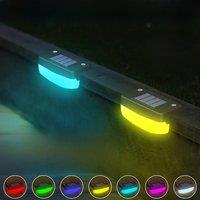 RGB LED Solar Deck Light Outdoor Waterproof Garden Step Lamp Patio Stairs Railing Courtyard Fence Decor Lighting Cold/Warm White