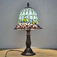 20CM American Water Lily Table Lamp Tiffany Style Retro Decor Living Room Sofa Bedroom Lighting Art Glass Creative E26 220V 110V