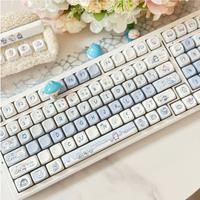 140 Keys/Set Ice Bear Keycaps DYE-SUB PBT SOA Profile Blue Anime Keycaps Alice layout for mechanical keyboard 2.25U 2.75U