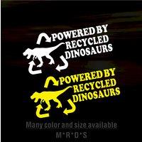 Fashion Powered by Recycle Dinosaurs Decal Black Silver Car Sticker Decal Vinyl for Car Helmet Window Motor