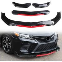 Car Sharp Gloss Black Red Tongue Front Bumper Lip Chin Spoiler Splitter Diffuser Body Kit Trim Air