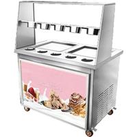 Double-Pan Fry Ice Cream Maker Commercial Yogurt Frying Machine Fried Ice Cream Roll Machine Pot
