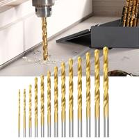 13Pcs/set High Speed Steel Drill Bit Kit Titanium Coated For Wood Metal Plastic Aluminum Alloy High Quality Power Tools
