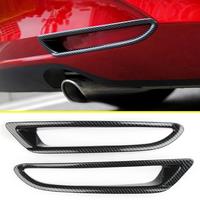 2Pcs Carbon Fiber Rear Bumper Fog Lights Decoration Cover Lamps Trim For Mazda 3 Sedan 2019 2020 2021 2022 2023 2024 Black