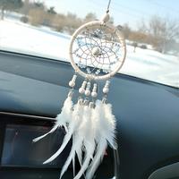 New Dream Catcher Car Pendant for Girls Feather Crystal Mirror Hanging Pendant Home Decor Lucky Ornament Interior Accessories