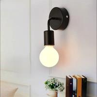 Modern Minimalist LED Iron Wall Lamp Nordic Bedroom Bedside Creative Living Room E27 Black and White Corridor Background Light