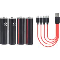 Soshine 1.5v AA Rechargeable Battery USB Li-ion 2600mWh 2A Batteries 1.5 Volt Lithium Battery with 4-in-1 USB Cable Dropshipper