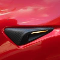 2PCS Side Air Outlet Trim Leaf Plate Flow Hood External Carbon Fiber Decorative Plate For Tesla 2024highland3 Car Decor Sticker
