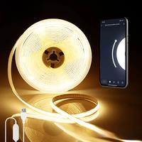 5V USB Tuya Smart Life WiFi COB LED Strip,1M 2M 3M 5M White/Warm White Dimmable COB LED Strip Light Work With Alexa Google Home